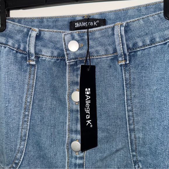 Allegra K Blue Denim A-Line Midi Button Down Skirt - Picture 5 of 10